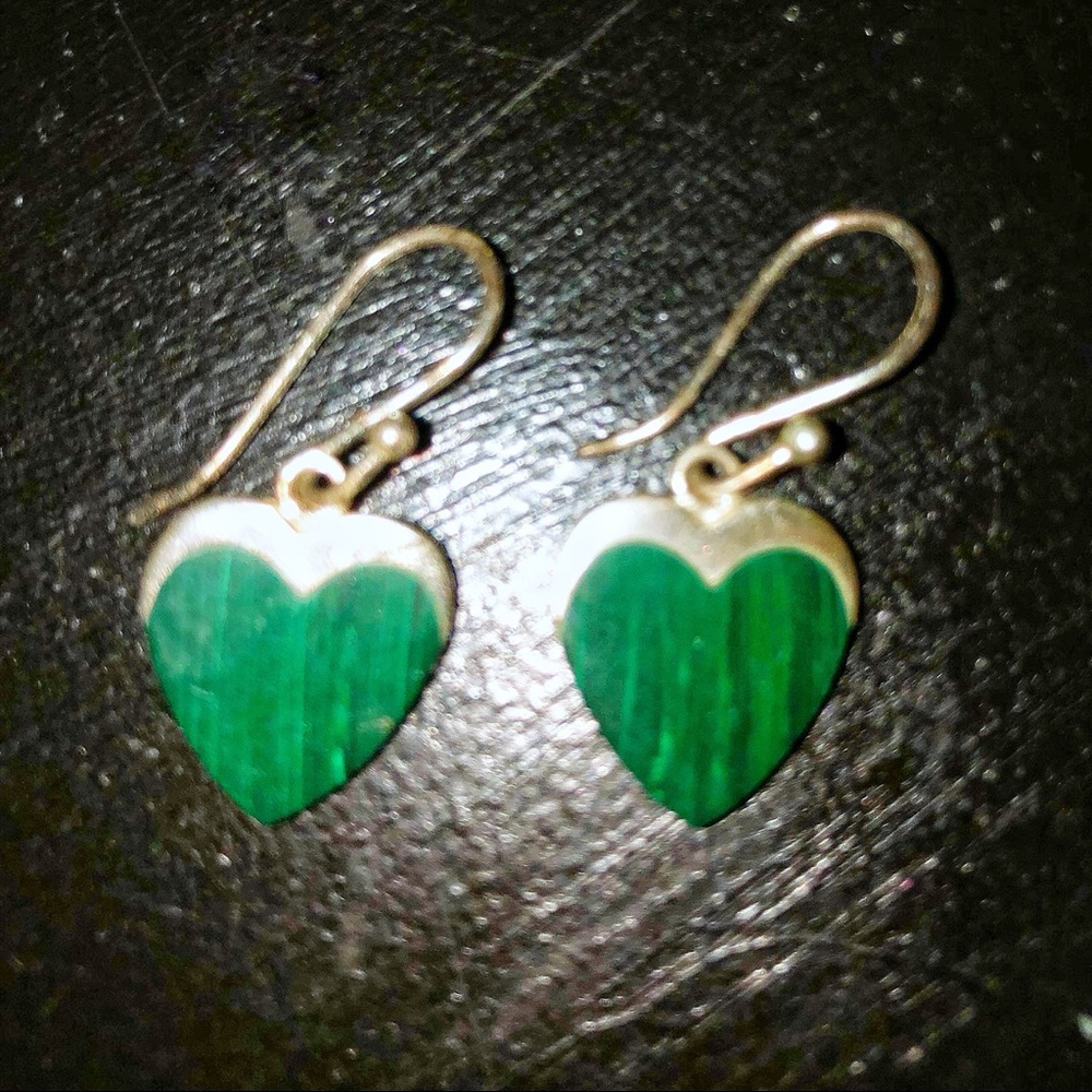 Silver and Green Earrings
